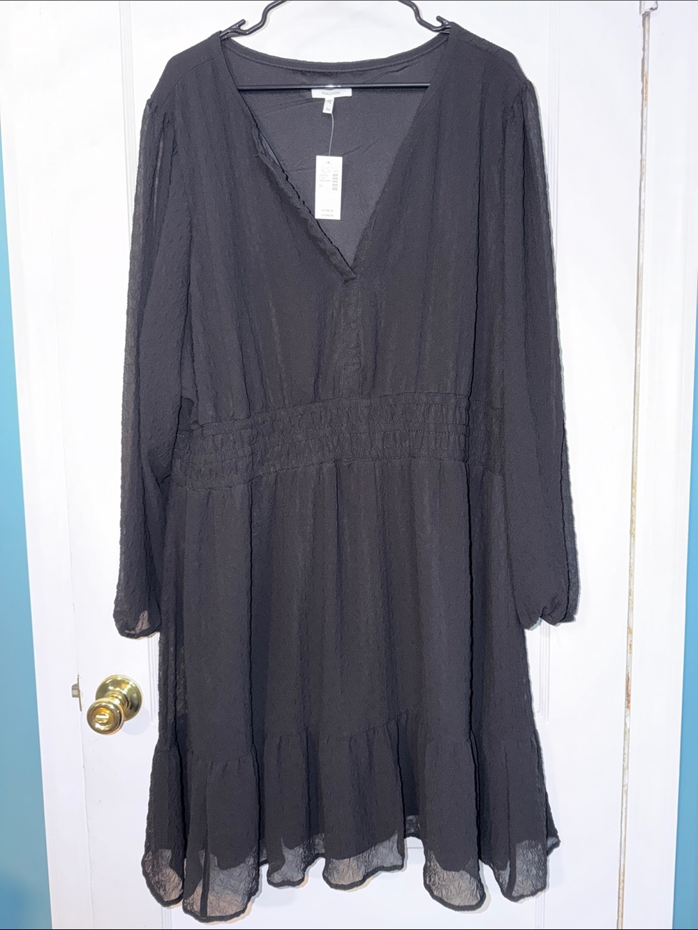 NWT Maurices Black V-Neck Long Sleeve Tunic Dress size 3X